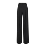 Zwarte Wollen Pinstripe Broek Dolce & Gabbana , Black , Dames