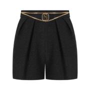 Zwarte Tweed Shorts met Ketting Elisabetta Franchi , Black , Dames