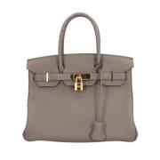 Pre-owned Leather handbags Hermès Vintage , Gray , Dames