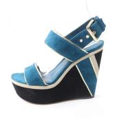 Pre-owned Leather heels Louis Vuitton Vintage , Blue , Dames