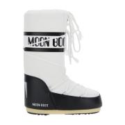 Witte Icon Nylon Winterlaarzen Moon Boot , White , Dames