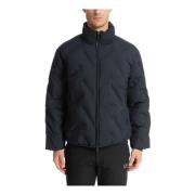 Effen Rits Donsjack met Logo Emporio Armani , Blue , Heren