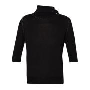 Zwarte trui met halve mouwen en col Liu Jo , Black , Dames