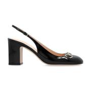 Zwarte Patentleren Slingback Sandalen Gucci , Black , Dames