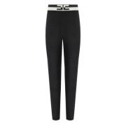 Zwarte Gebreide Jogger Broek met Logo Elisabetta Franchi , Black , Dam...