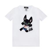 Hondenprint Witte T-shirts en Polo's Dsquared2 , White , Dames