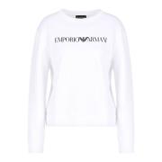 Witte Organische Jersey Sweatshirt met Blauw Logo Emporio Armani , Whi...