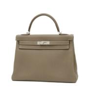 Pre-owned Leather handbags Hermès Vintage , Gray , Dames