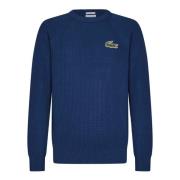 Blauwe Krokodil Badge Sweater Lacoste , Blue , Heren