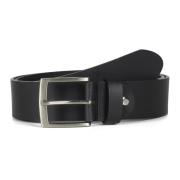 Zwarte Leren Jeans Riem Geborsteld Zilver Howard London , Black , Here...