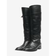 Pre-owned Leather boots Salvatore Ferragamo Pre-owned , Black , Dames