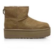 Bruine Suède Plateau Enkellaarzen UGG , Green , Dames