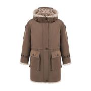 Omkeerbare vegan bont parka jas Urbancode , Brown , Dames