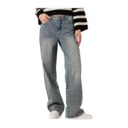 Blauwe Straight Leg Jeans met Strass Steentjes Gestuz , Blue , Dames