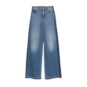 Hoge Taille Wijde Pijp Denim Jeans Alexander McQueen , Blue , Dames