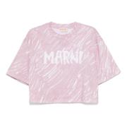 Roze Scribble Logo T-shirt Marni , Pink , Dames