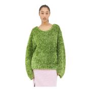 Metallic Crewneck Sweater Dries Van Noten , Green , Dames