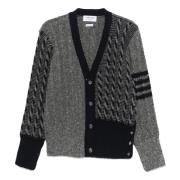 Luxe 4-Bar Stripe Cardigan Thom Browne , Gray , Heren