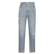 High-Waisted Slim Fit Jeans met Scheuren Dolce & Gabbana , Blue , Dame...