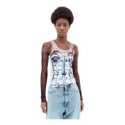 Mesh Grafische Print Sport Crop Top Jean Paul Gaultier , Multicolor , ...