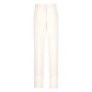 Ivoor wollen blend broek met zakken Antonelli Firenze , Beige , Dames