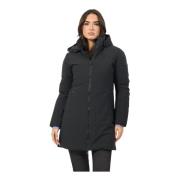 Zwarte Lange Rachel Jas Waterdicht Save The Duck , Black , Dames