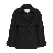 Korte Zwarte Trenchcoat Jas Gestuz , Black , Dames