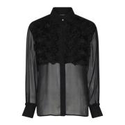 Chiffon Rose Shirt Zwart Bruuns Bazaar , Black , Dames