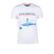 Katoen Elastaan T-shirt Bikkembergs , White , Heren