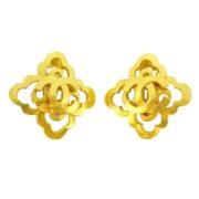 Pre-owned Metal earrings Chanel Vintage , Yellow , Dames