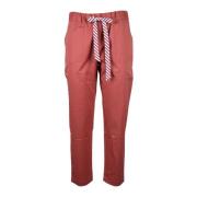 Katoen Elastaan Broek Semicouture , Red , Dames