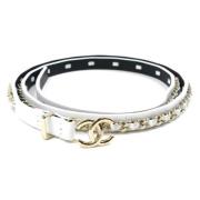 Pre-owned Leather belts Chanel Vintage , White , Dames