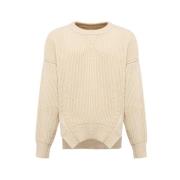 Italiaanse Ribgebreide Trui Jil Sander , Beige , Heren