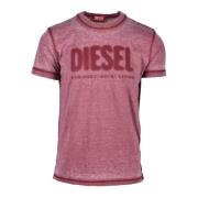 Casual T-shirt 65% Polyester 35% Katoen Diesel , Red , Heren