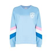 Oversized Shield Sweatshirt Blauw Strepen Ganni , Blue , Dames