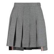 Gestreepte Wollen Plooirok Thom Browne , Gray , Dames