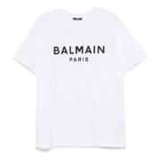 Stijlvol Monochroom T-shirt Balmain , White , Heren