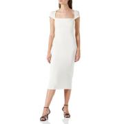 Soepel neopreen jurk met vierkante halslijn Pinko , White , Dames