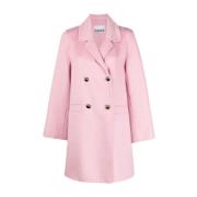 Midi Wollen Jas Ganni , Pink , Dames