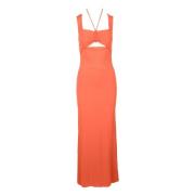 Elegante Jurk Acetaat Mix Patrizia Pepe , Orange , Dames