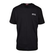 Katoenen Casual T-shirt Diesel , Black , Heren