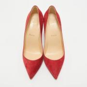 Pre-owned Suede heels Christian Louboutin Pre-owned , Red , Dames