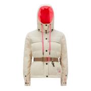 Korte Gewatteerde Jas met Afneembare Mouwen Moncler , Beige , Dames