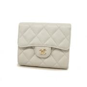 Pre-owned Leather wallets Chanel Vintage , White , Dames