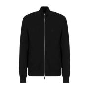 Zwarte Katoenen Rits Cardigan Sweater Emporio Armani , Black , Heren