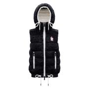 Zwarte Teddy-effect Gewatteerde Vest Moncler , Black , Dames