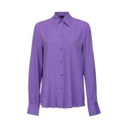 Jacquard Zijden Shirt met Logo Ontwerp Pinko , Purple , Dames