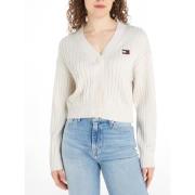 Witte Trui met Logoknopen Tommy Jeans , White , Dames