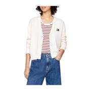 Witte Sweater Cardigan Essential Badge Tommy Jeans , White , Dames