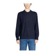 Blauwe Sweater Logo Pullover Emporio Armani , Blue , Heren